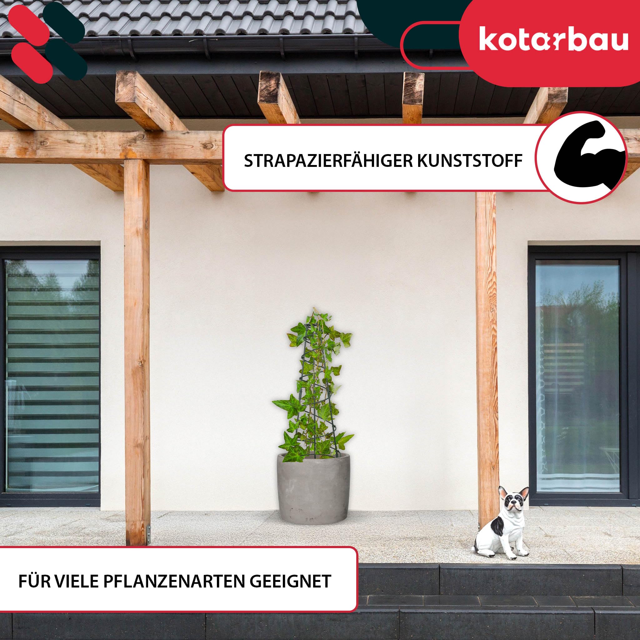 KOTARBAU® Traliccio per Rampicanti da Esterno, Tutori Pomodori Ø 35 cm, PVC | 4 Pezzi, Supporto Piante Rampicanti, Tutore per Piante, Griglia per Piante Rampicanti, Conico, Altezza 90 cm, Verde
