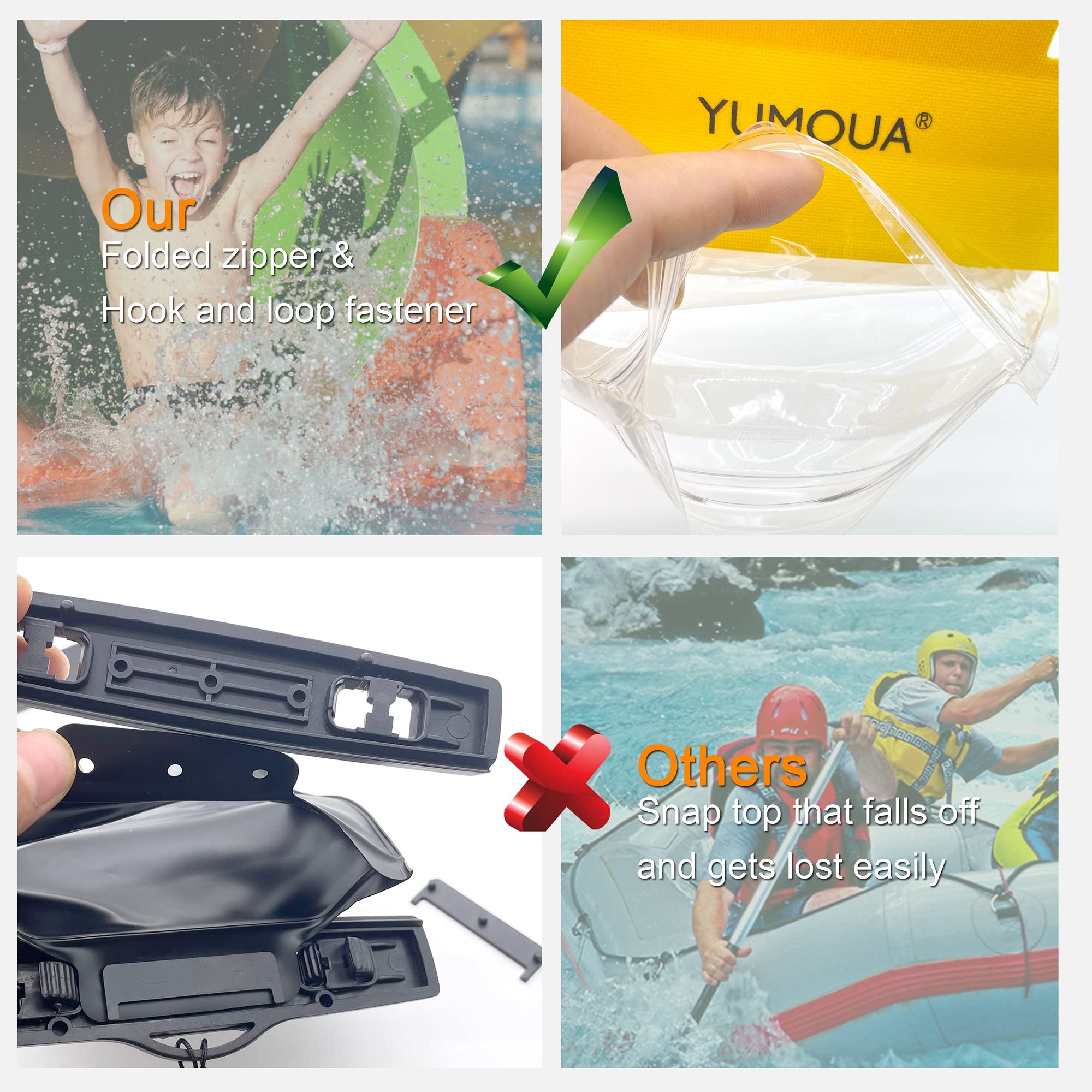 YUMQUA Paquete de 2 bolsas impermeables grandes para teléfono móvil, IPX8, bolsa impermeable compatible con iPhone 14, 13, 12, 11 Pro Max/8 Plus, Galaxy S23 Ultra, S22, S20+, Pixel 4 XL, hasta 7,5