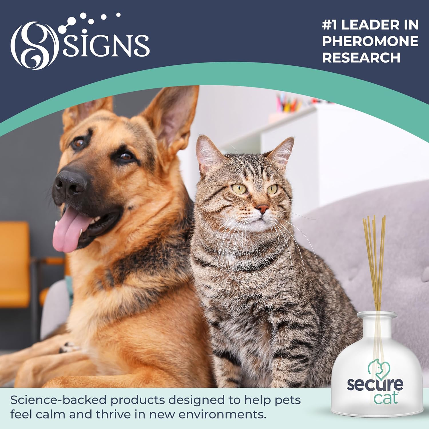 SIGNS SecureCat Calming Diffuser for Supporting Calm and Well-Being to Help Relieve Any Feeling of Anxiety or Stress, Cat Pheromone Passive Stick Diffuser Home Starter Kit