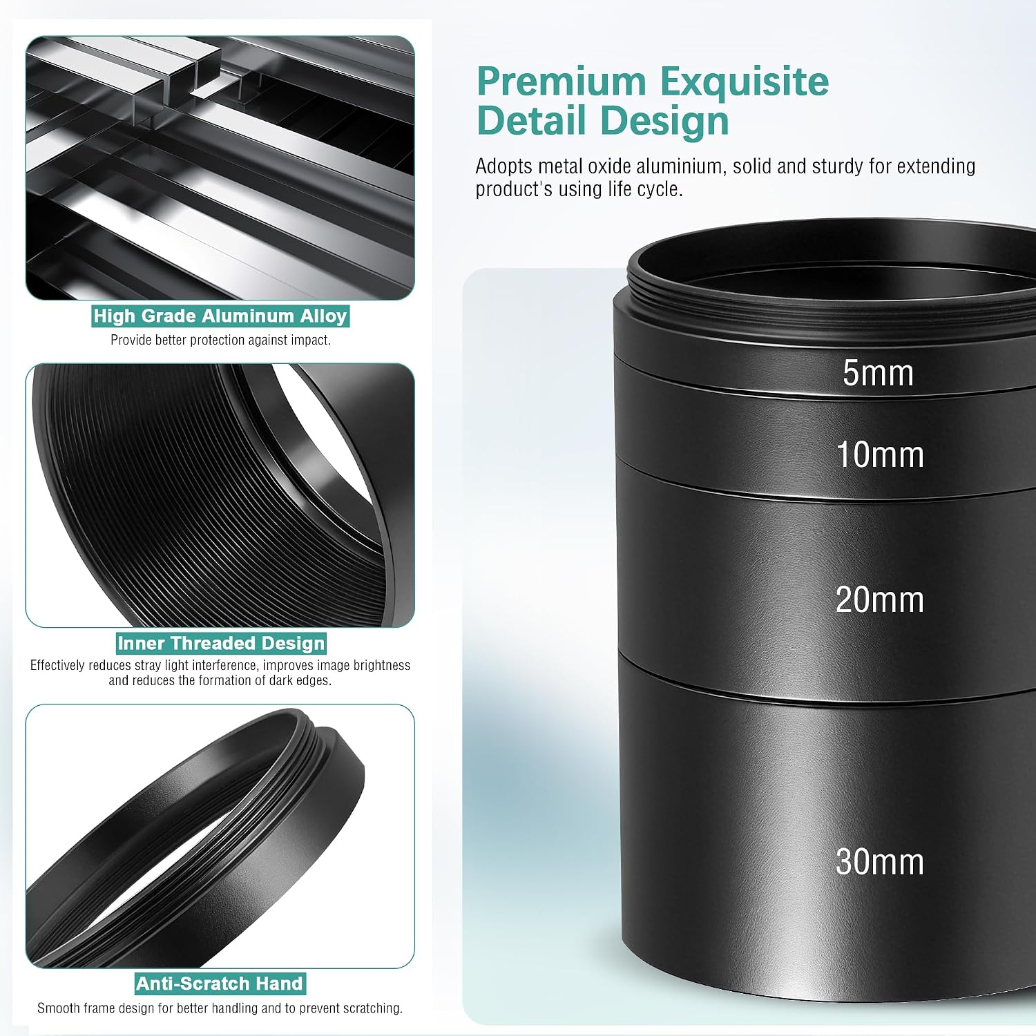 Alstar M48 Extension Tube Kit for 2 Inch Focuser of Telescope(5/10/20/30mm)