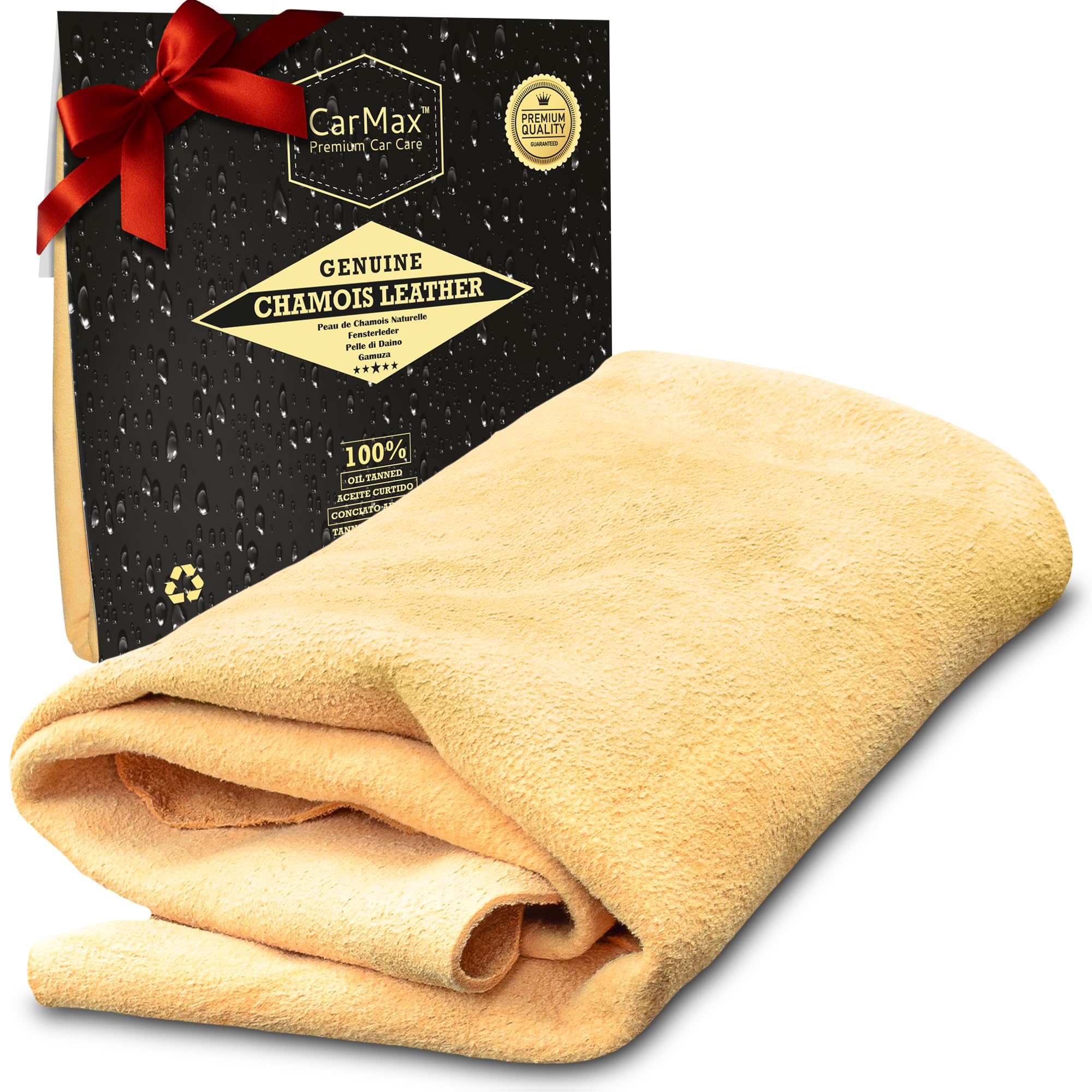 CarMax English Premium Grade Natural Chamois Leather - Large - Perfect for Drying Off The Whole car, Glass, Mirrors, Inside and Out, Super Soft and Highly Absorbent, Made in The UK