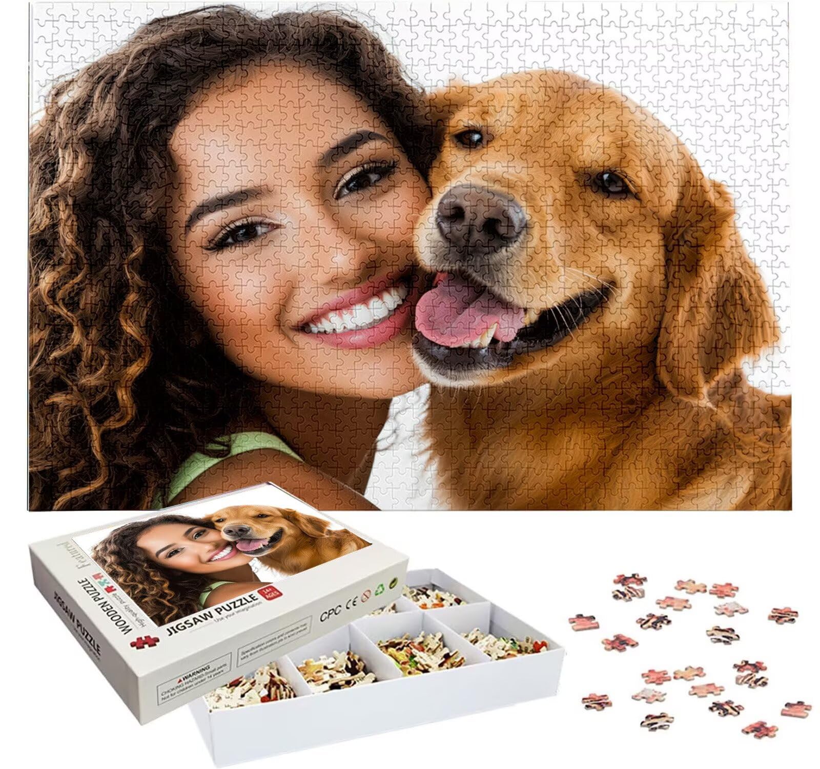 Puzzle Personalizado con Foto, Personalizada Rompecabezas Personalizado Diseña tu Logo Foto o Texto, Personalizado Navidad Halloween San Valentín Parejas Niños Familia Amigos h-3461