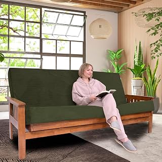 Foamma 6" Memory Foam Full Size Futon Mattress - Double-Sided Firm & Medium, Corduroy Cover, Foldable Sofa Bed, Deep Forest (Frame Not Included)