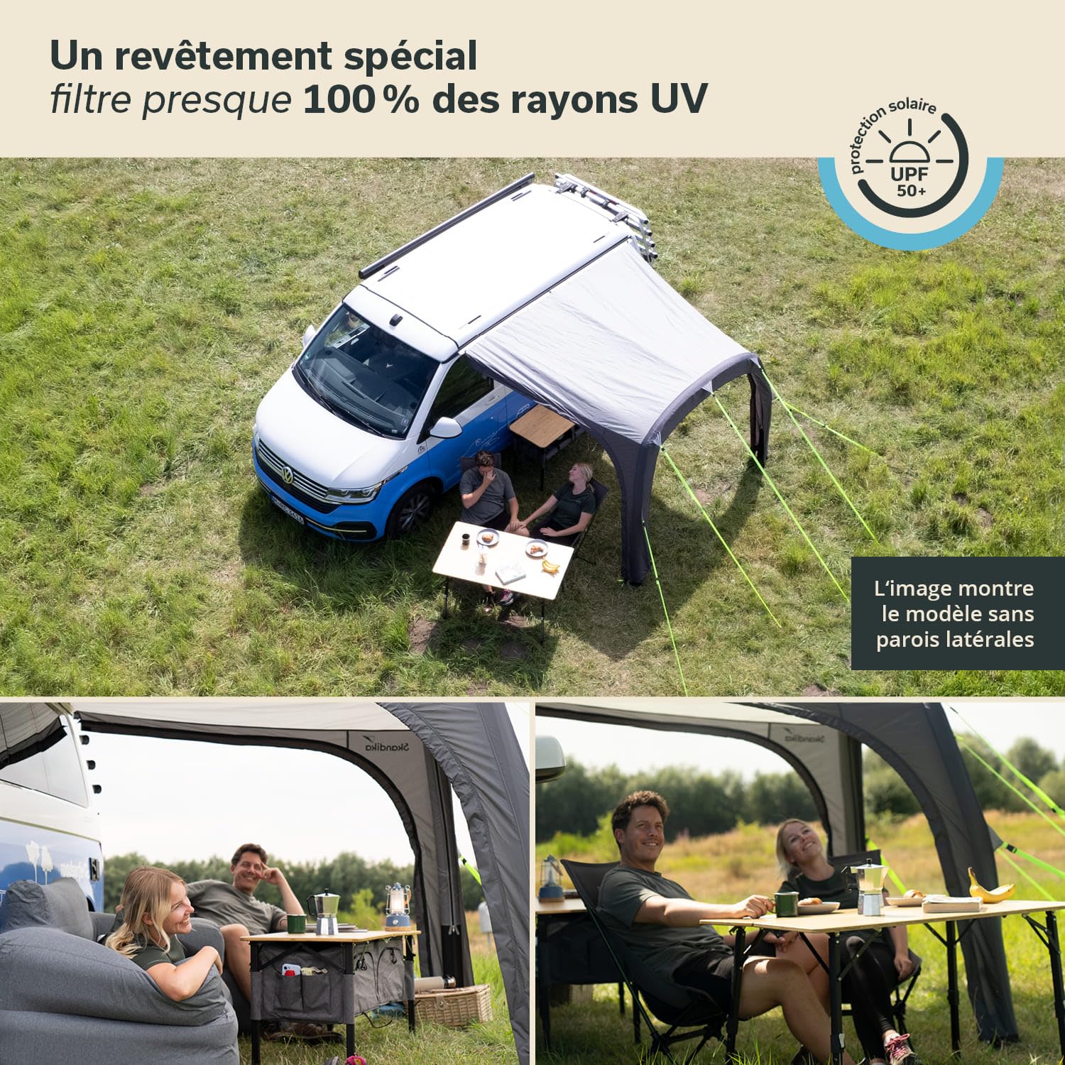 Skandika Auvent Vika Air Van 260 Set | Auvent Gonflable avec parois latérales, Van Tarp, Voile d'ombrage UV 50+, Colonne d'eau de 3000 mm| pour Camping-Car, Mini-Bus, Bus