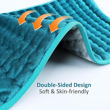 Heating pad for Back/Shoulder/Neck/Abdomen, Heating Pads with 6 Fast Heating Settings, Auto-Off, Machine Wash, Birthday Gifts for Women Mom Men Dad, Extra Large 12x24, Blue