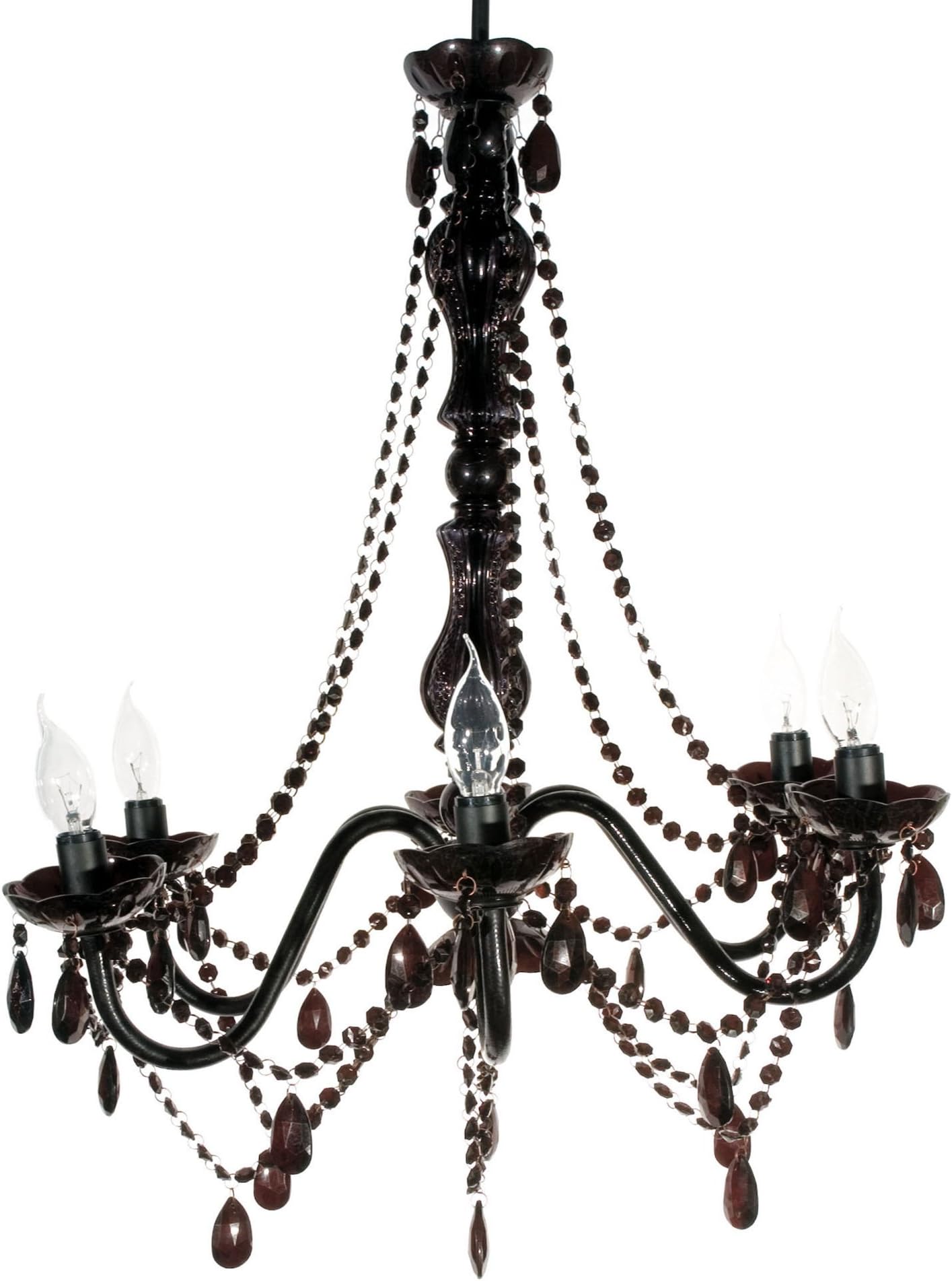 Silly Gifts SY100771BK-110VP Gypsy 6 Arm Chandelier with Plug, 23.5" x 23.5" x 23", Black