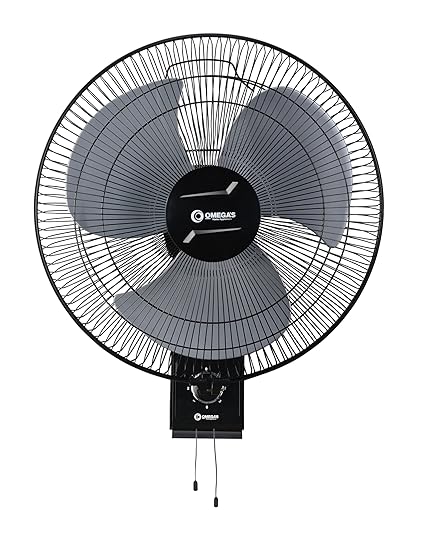 Omega's Brezza Wall Mounted Fan 16 inch | High-Performance, Wall Fan for Kitchen & Home, Smooth Oscillation, 100% Copper Motor | 3-Speed Control, 2-Year Warranty | (Pack of 1) (16 inch)