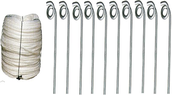 Rope Off Area Pack (10 Galvanised Stakes + 220m Rope) : Amazon.co.uk ...
