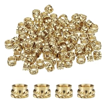 uxcell 100pcs M6 Threaded Inserts Brass Heat Set Insert M6x5mm, OD 8mm Knurled Insert Nuts, 3D Printing Brass Nuts Female Threaded Inserts Nuts