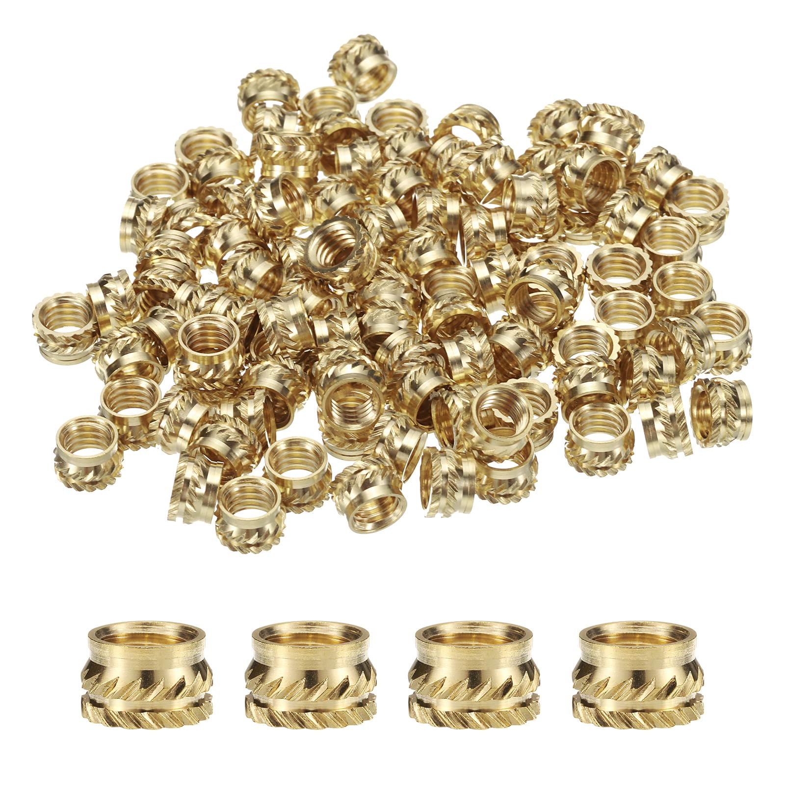 Ziamzra Schroefdraadinzet M2.5, smeltschroefdraad, 100 stuks inpersmoeren, M2,5 x 4 x 3,5 mm, schroefdraadinzetstukken, messing draadinserts voor 3D-printen, accessoires, kunststof onderdelen door