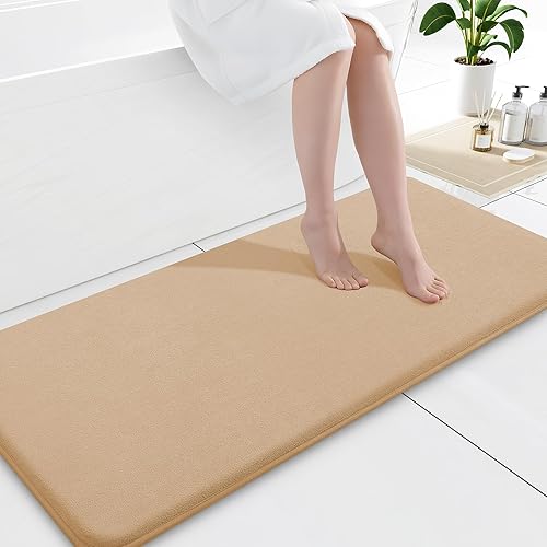 Miniatura 12 de Smiry Tapete de baño de espuma viscoelástica de 24 x 16 pulgadas, extra suave y absorbente, antideslizante, lavable para suelo, ducha y bañera,