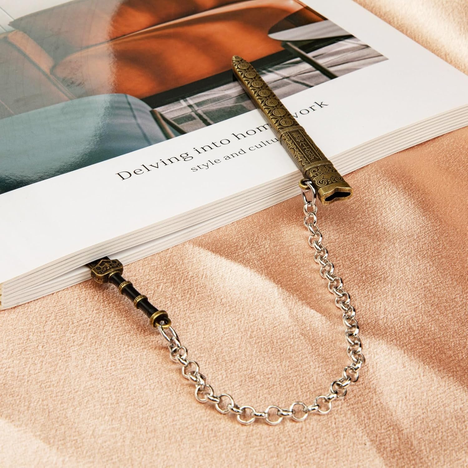 2 Pcs Metal Sword Bookmark with Scabbard,Vintage Book Marks for Reading Men,Book Reading Accessories,Gift for Men Teacher and Student Office School Library Bookstore(Black Yellow) - Image 3