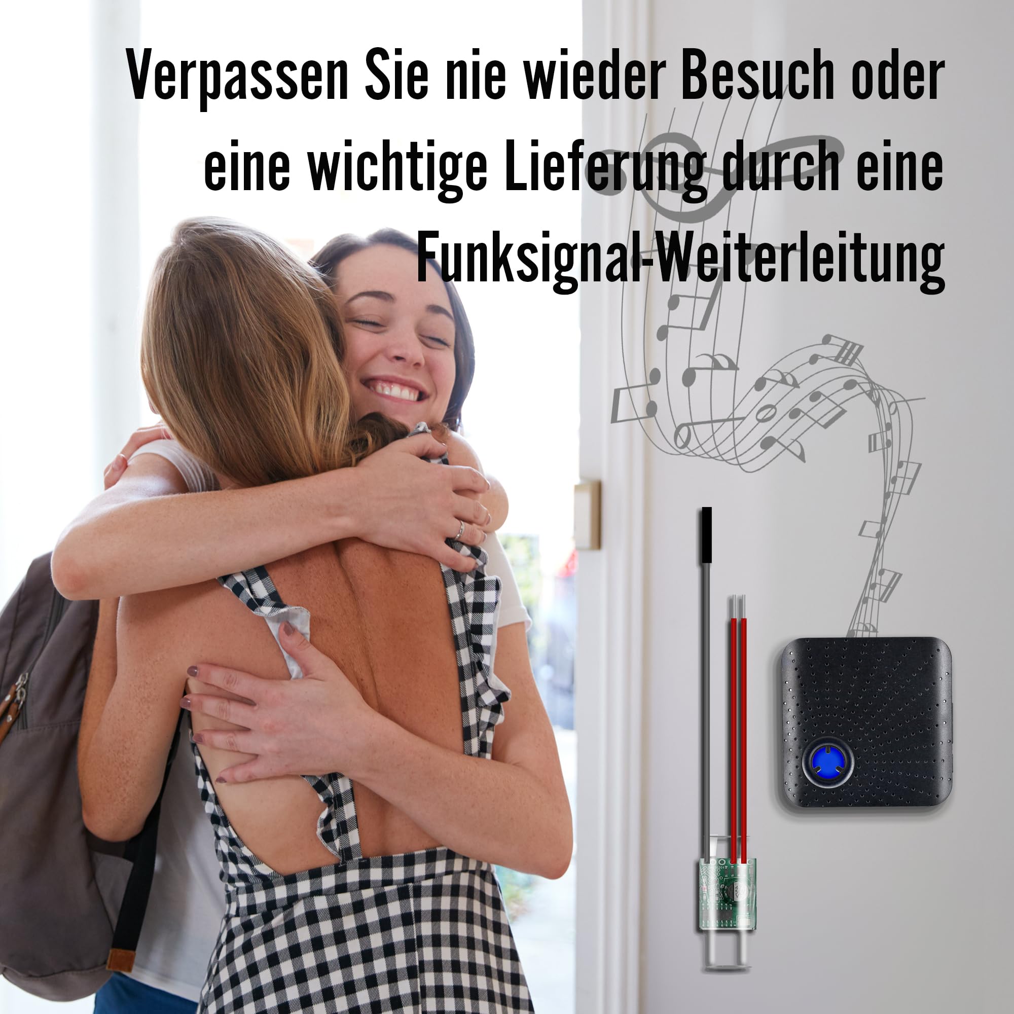 SUPRA Gongsignal Weiterleitung Funk Erweiterung Set Türklingel und Gong Weiterleitung 1 Funkkonverter + 1 Steckdosen Empfänger für bestehende Klingelanlagen (Einbausender 3-24V AC/DC)