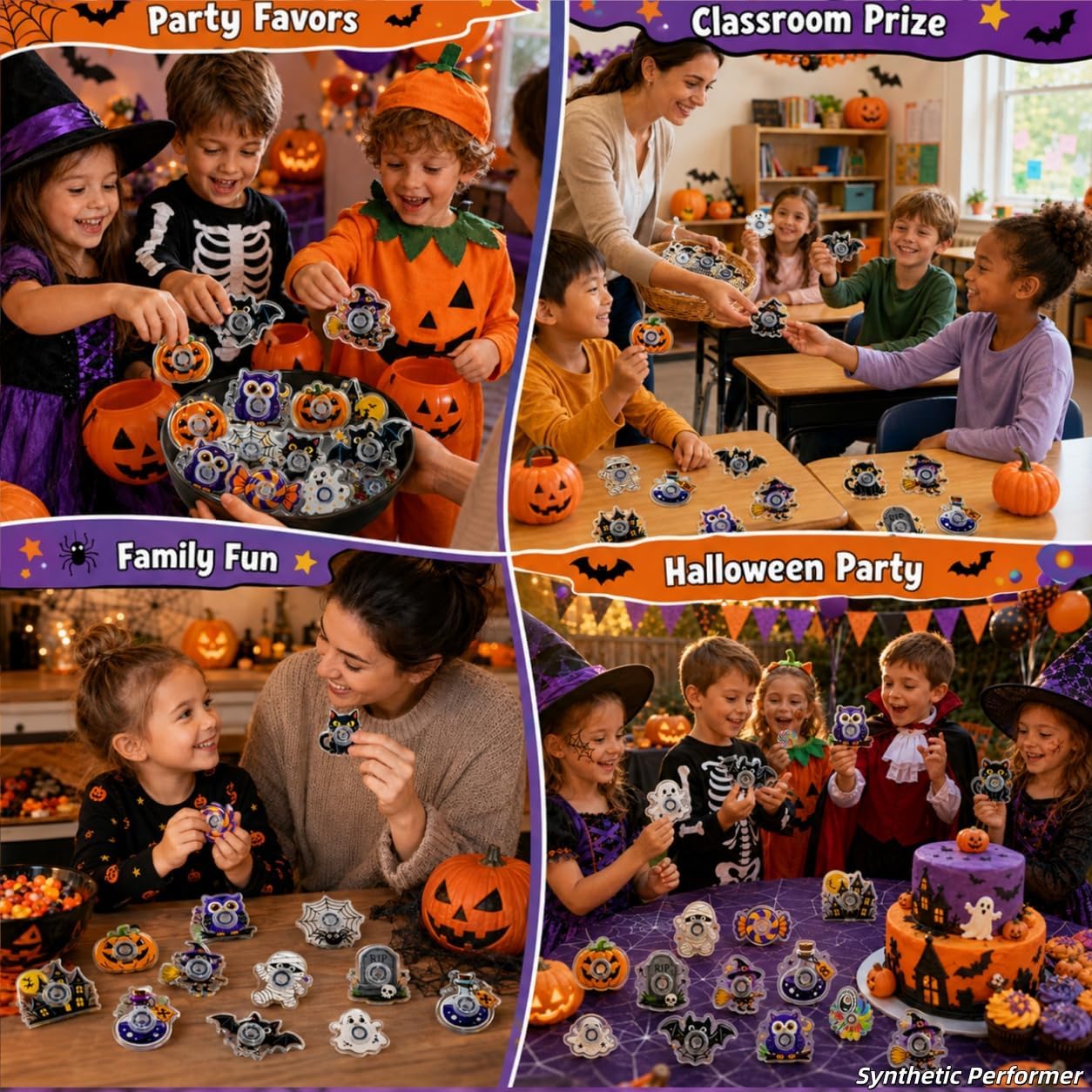 30 Pack Halloween Fidget Spinners for Kids, 12 Styles Mini Fidget Toys Bulk image 2