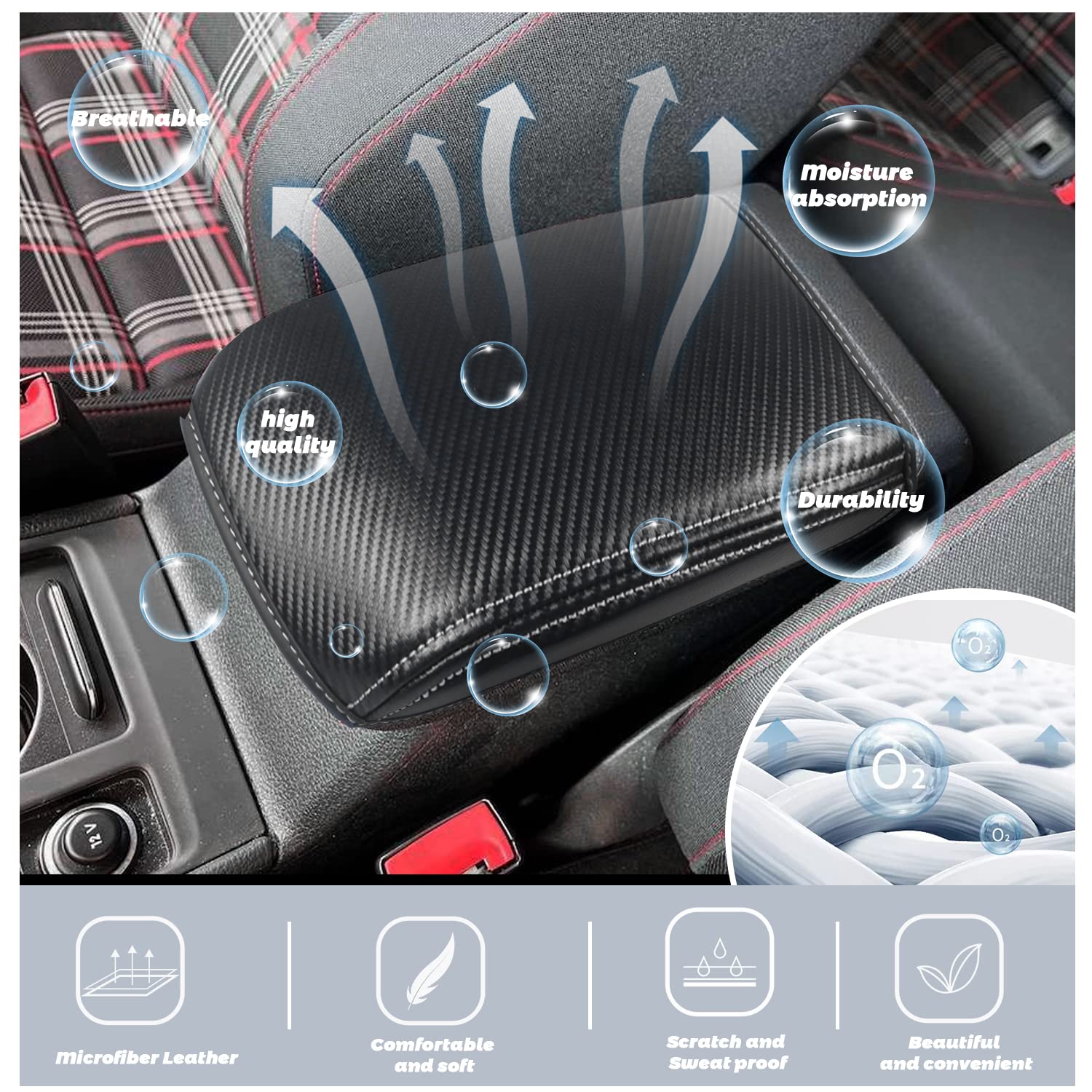 Ruiya Copri Bracciolo Per VW Golf 8 | 2020-2025 | In Pelle PU | Protezione E Comfort - Foto 6