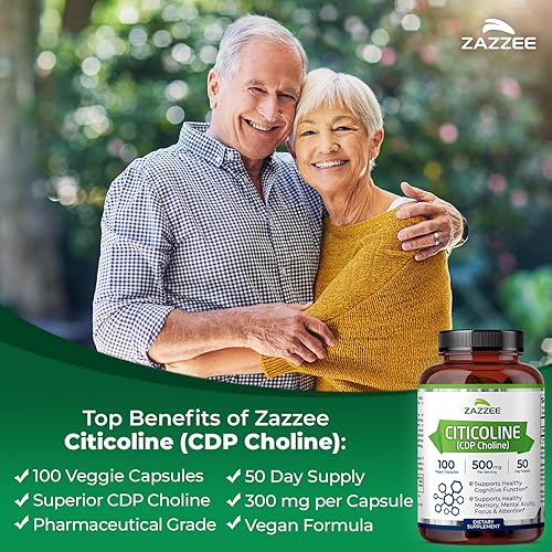 Miniatura 2 de Zazzee Citicoline CDP Colina 300 mg, 120 cápsulas veganas, veganas, sin OMG y totalmente naturales, grado premium, contiene estabilizadores orgánicos