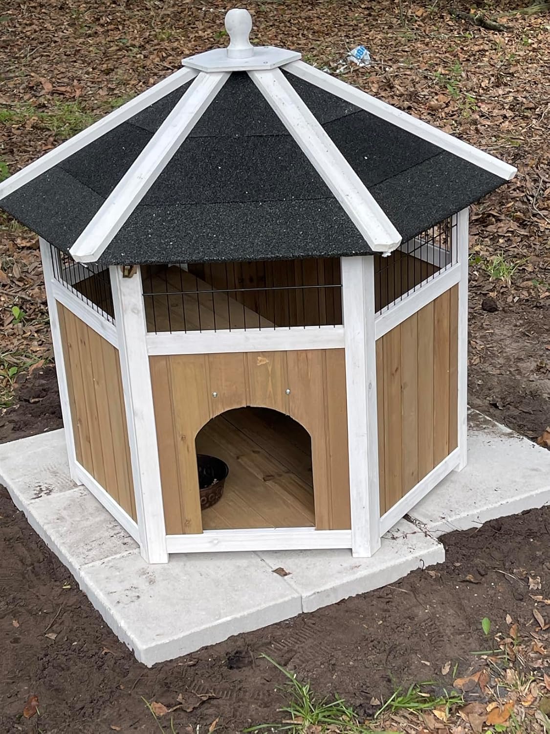 Outdoor Wooden Cat House Weatherproof,Sturdy and Cute for Play and Hide
