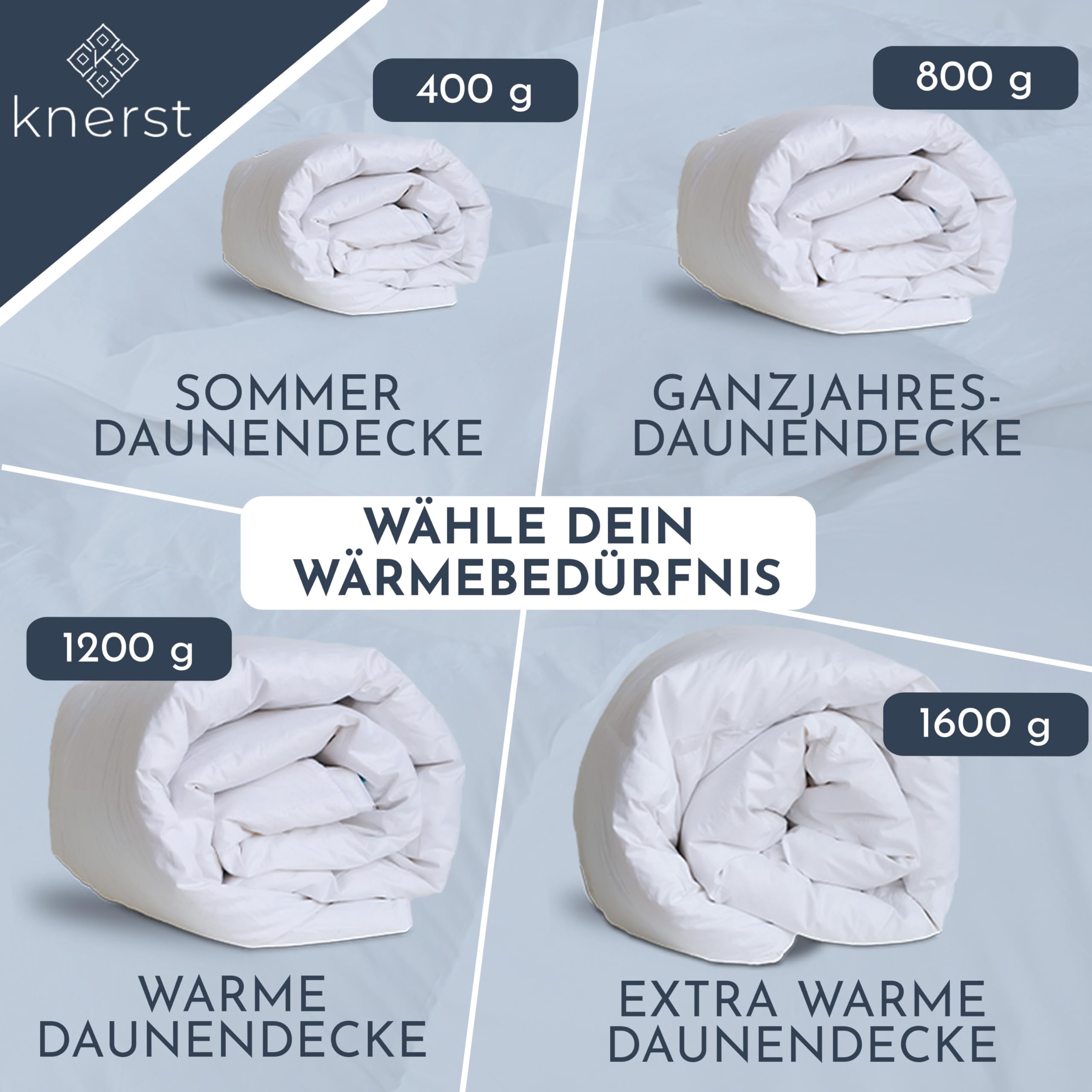 Daunendecke 155x220 cm Made in Germany - Bettdecke Wärmegrad: Extra Warm - ultraweiche Winter Bettdecke mit 1.600g Füllgewicht - Ökotex, Nomite & Downpass - Daunendecke 155x220 Winter OHNE Lebendrupf