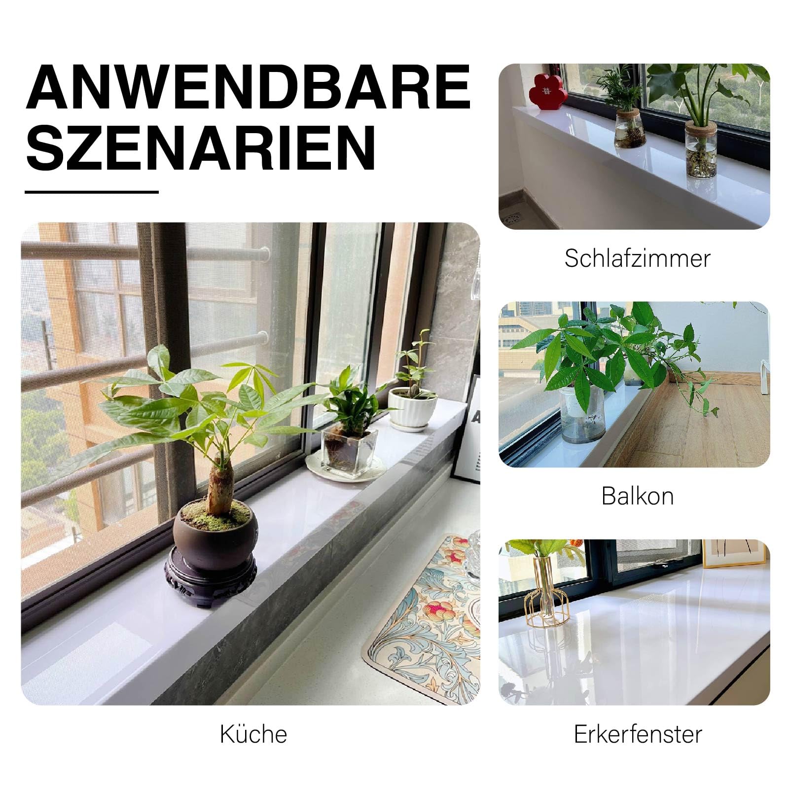 Fensterbank Innen pvc Fensterbrett Aussenfensterbank Fenstersims Aussen Wetterfest Kunststoff kratzfest und beständig gegen Reinigungsmittel für Schlafzimmer 80x25cm