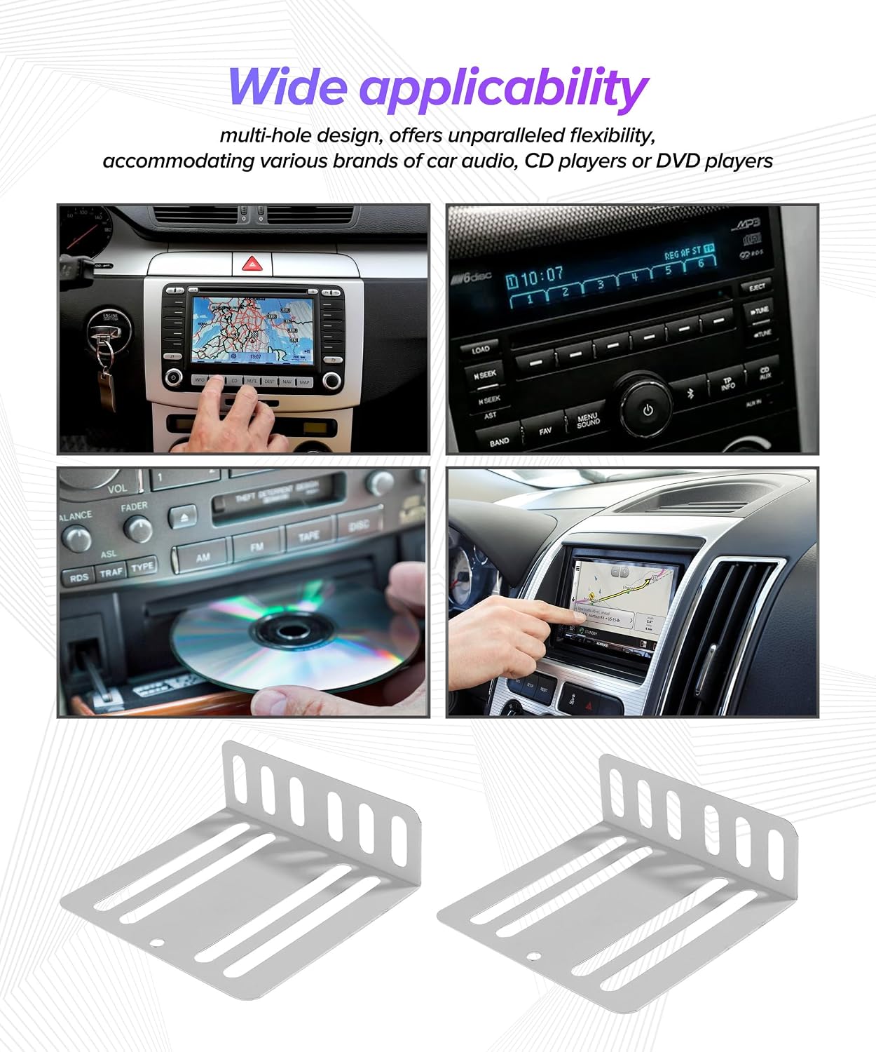 Double Din Dash Kit,Automotive Tool,Car Double DIN Kit Mounting Brackets for Audio Fixing,Car Accessories,Automotive Radio Mounting Metal Bracket Kits,Use for Car Stereo Radio and so on