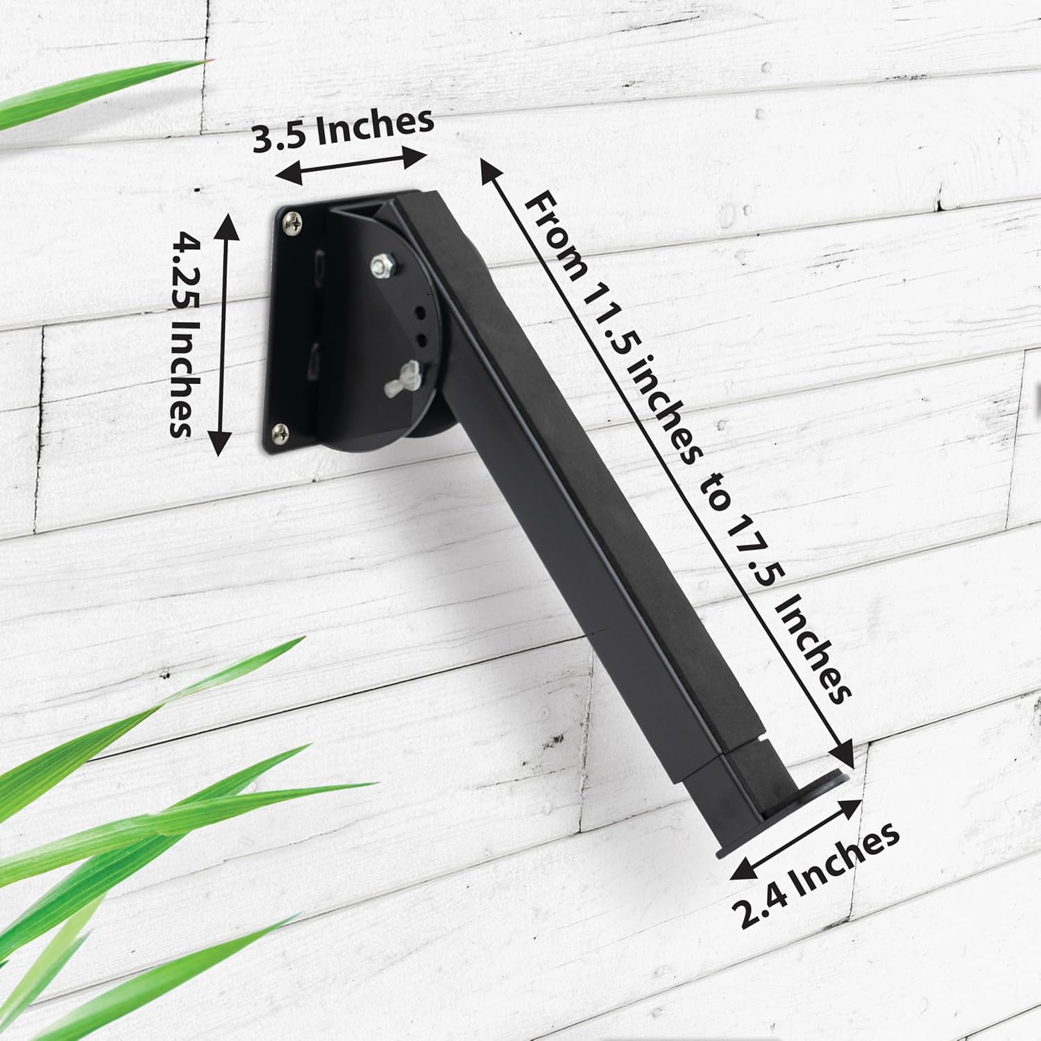 Heavy-duty Steel WALL Mounting Keyboard Arms (1-Pair), Adjustable Length Arms from 11.5 inches up to 17.5 inches, Downward Angle is Adjustable from 90° to 65° and 45° angles
