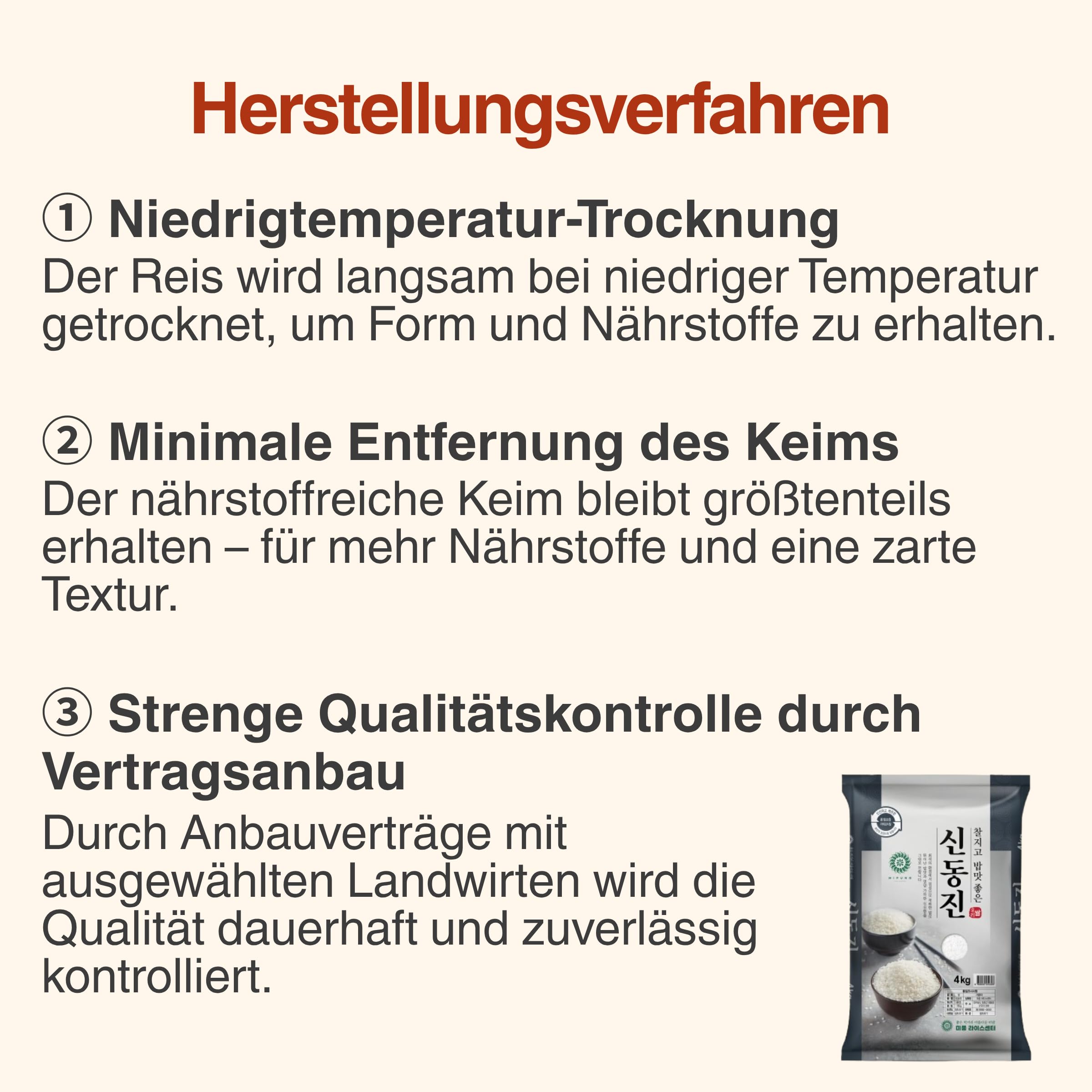 MIPUNG Premium Shindongjin Reis 4kg | Hochwertiger Koreanischer Reis | Glänzende, Feste Körner | Für Sushi, Bibimbap & Reisgerichte