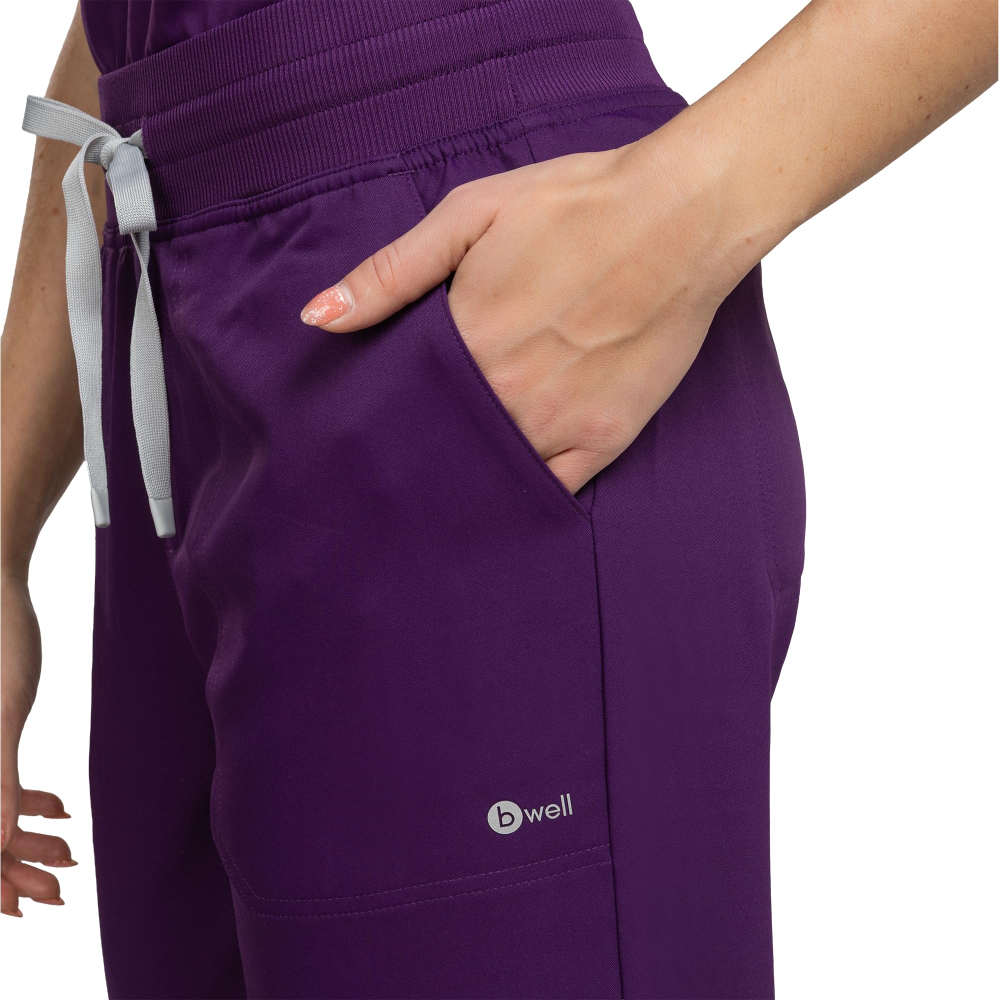 B-well Aurelia - Pantaloni medici dritti antimicrobici, antiodore, antipiega, 6 tasche e vita regolabile