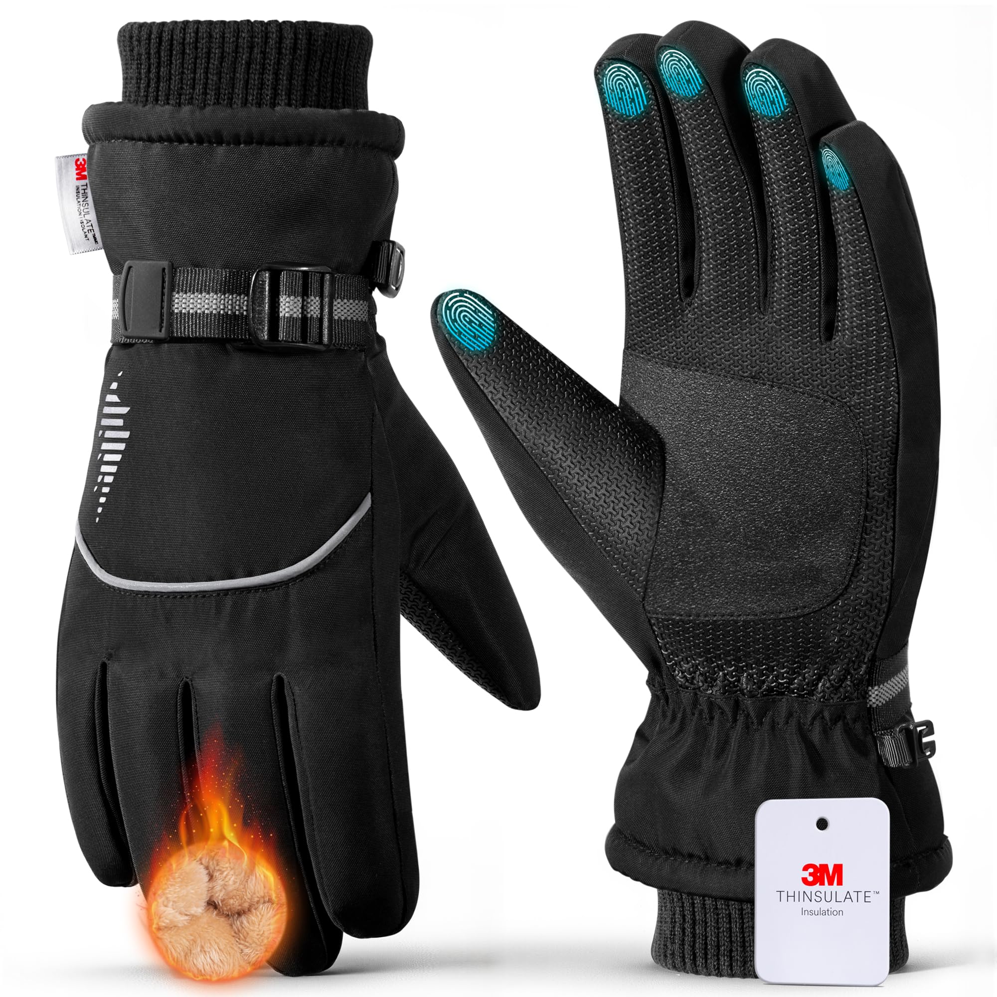 rivmount Winter Waterproof Ski Snow Warm Gloves for Women Men, Windproof Cold Weather Thermal with Touchscreen Fingers, for Running Driving Cycling Hiking Biking Outdoor Sports Daily Work