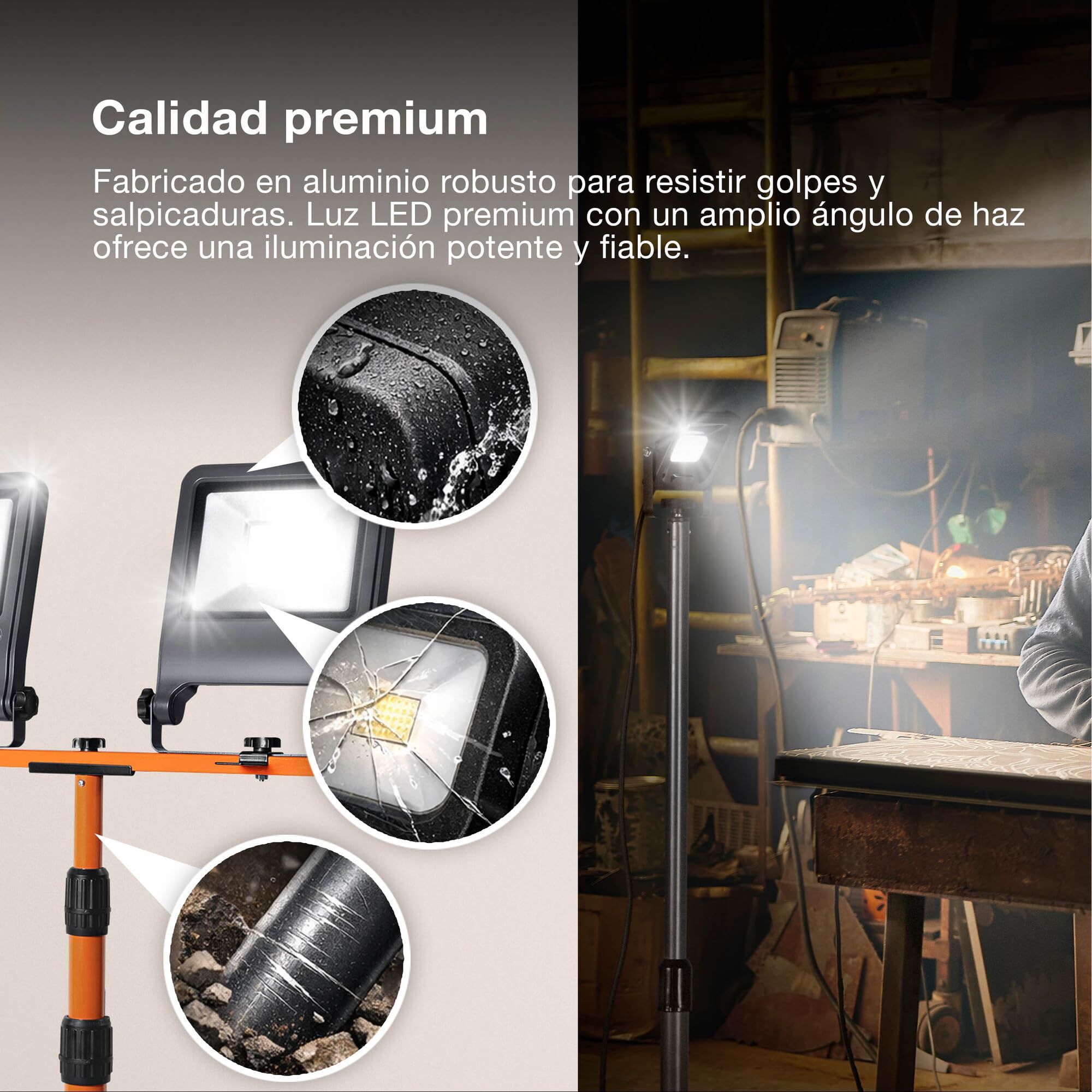 OSRAM Reflector de Construcción con Trípode LED 2x50W 4000K Gris | LED Worklight Tripod, Stand Luminaire and Ceiling Floodlight, Gris oscuro, 30000 h, Paquete de 1