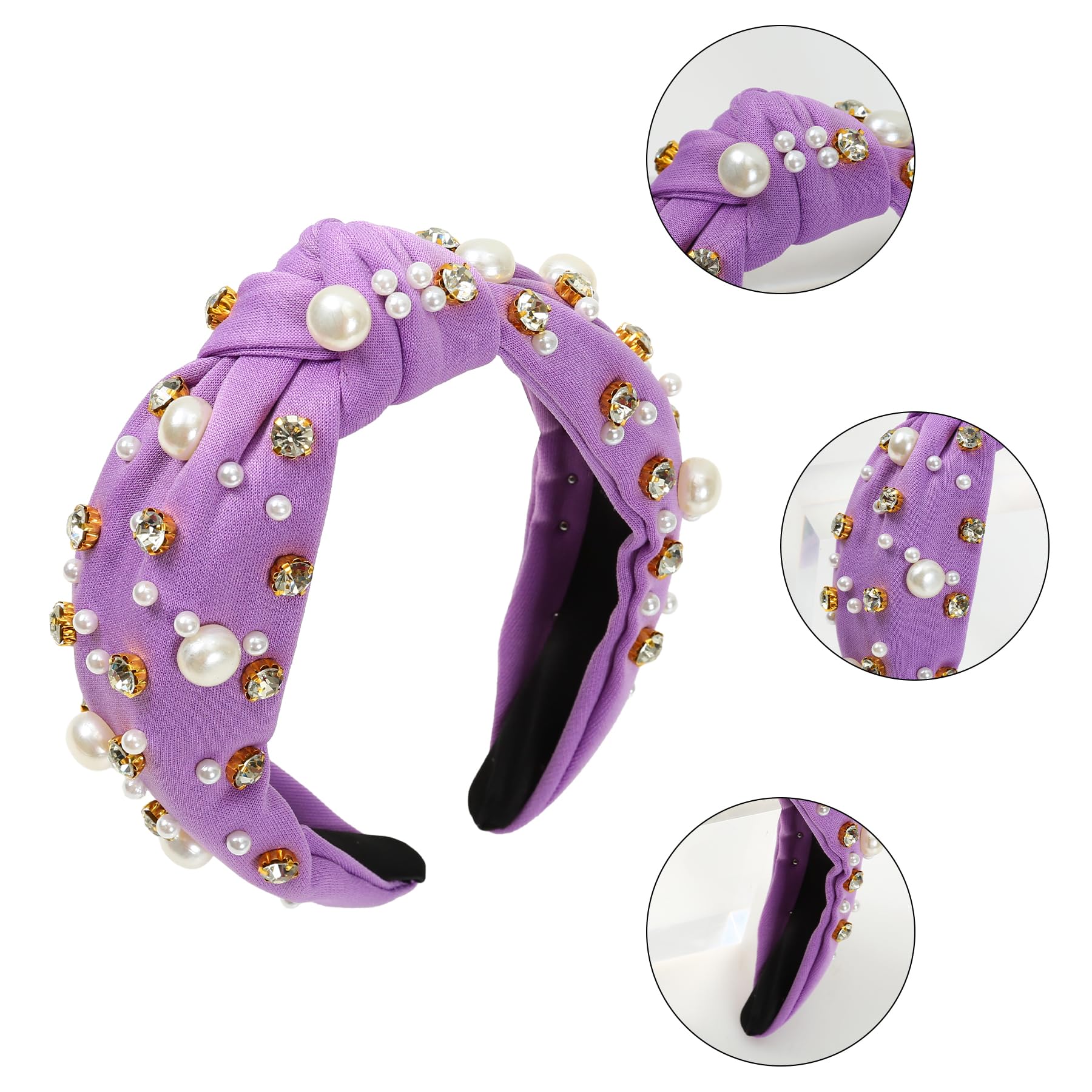 Purple Headband, Purple Hair Accessories, Pearl Hair Accessories, Purple Fascinator - Image 2