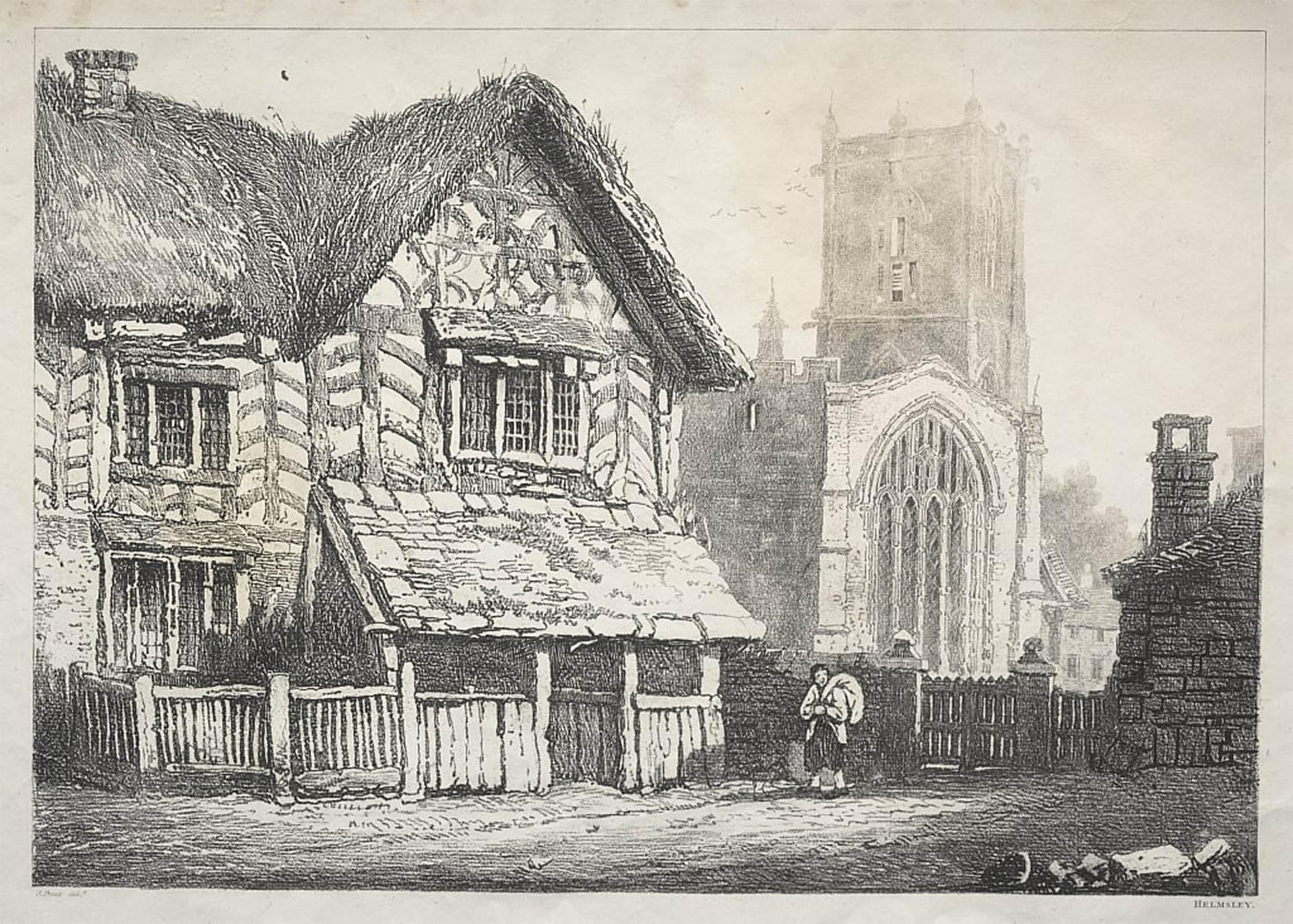 ARTXLXXBN Famous Print Painting Colorful Art Print a Series of Ancient Buildings and Rural Cottages by Samuel Prout Canvas Art Decorations for Home Decor 60x90cm