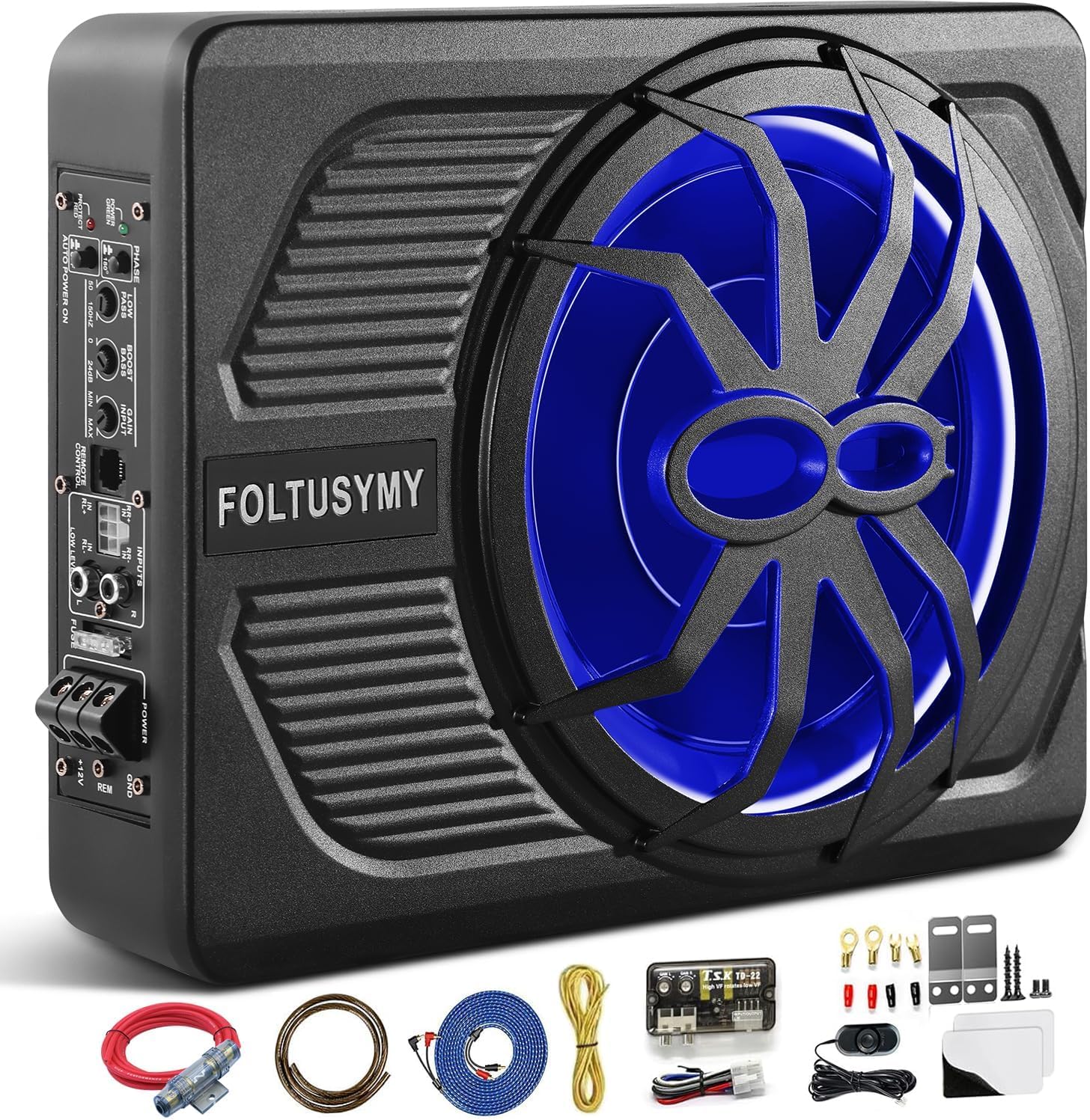FOLTUSYMY Subwoofer alimentato dell'automobile, sottile sotto il subwoofer dell'automobile di Seat alimentato