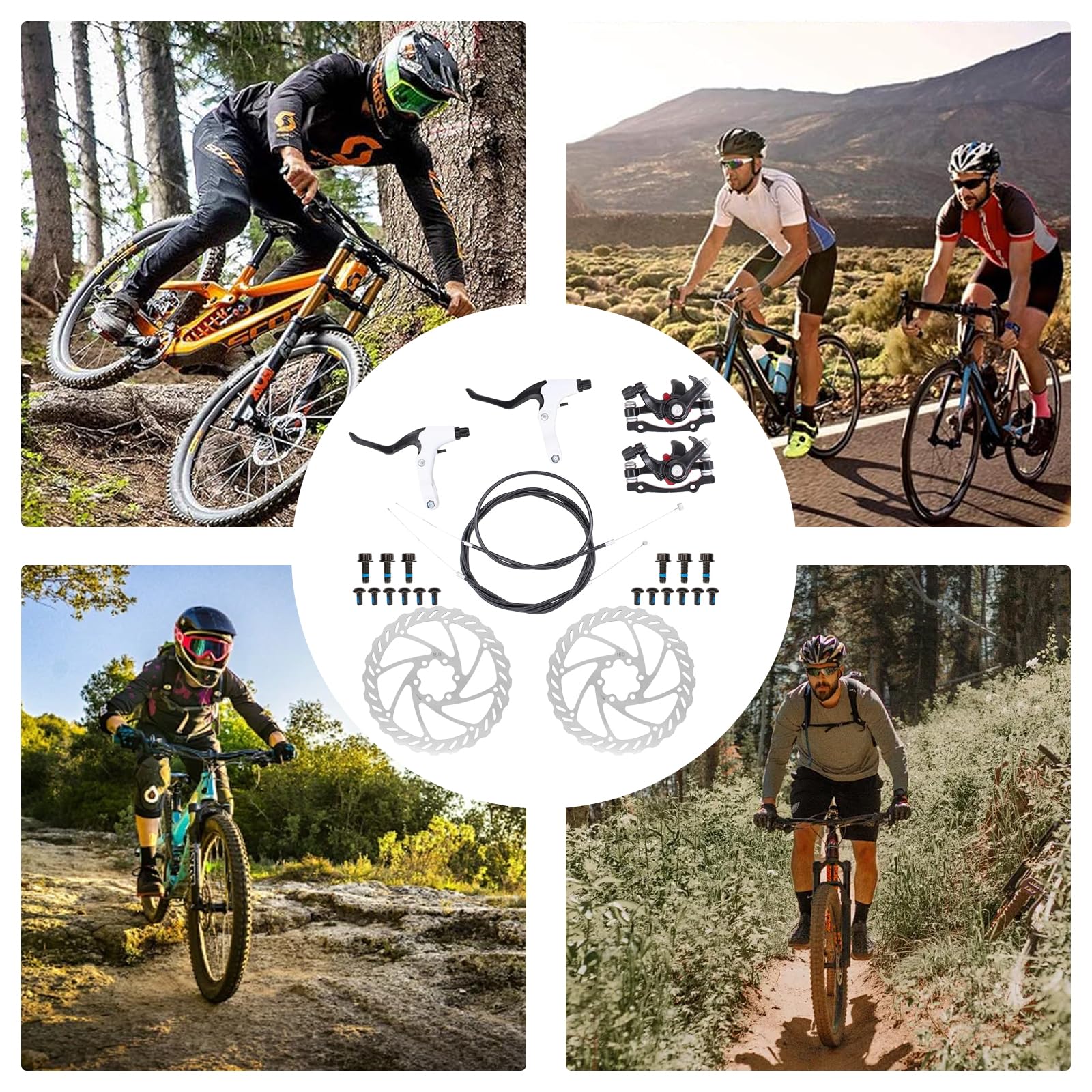 Scheibenbremse Fahrrad Set, 160mm Bremsscheiben Fahrrad, Mechanische Fahrrad Bremse Für Mountainbike Und Rennrad, Hochwertiger Bremssattel, Werkzeugloser Belageinsteller, Für Shimano Kompatibel