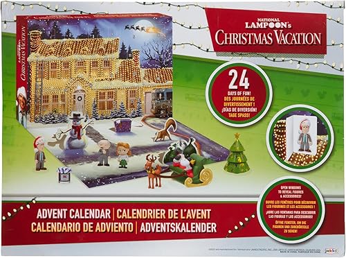 Miniatura 7 de Christmas Vacation Advent Calendar Holiday Calendar with (8) 1.5-Inch Scale Character Action Figures & Accessories, 24 Day Surprise Countdown with