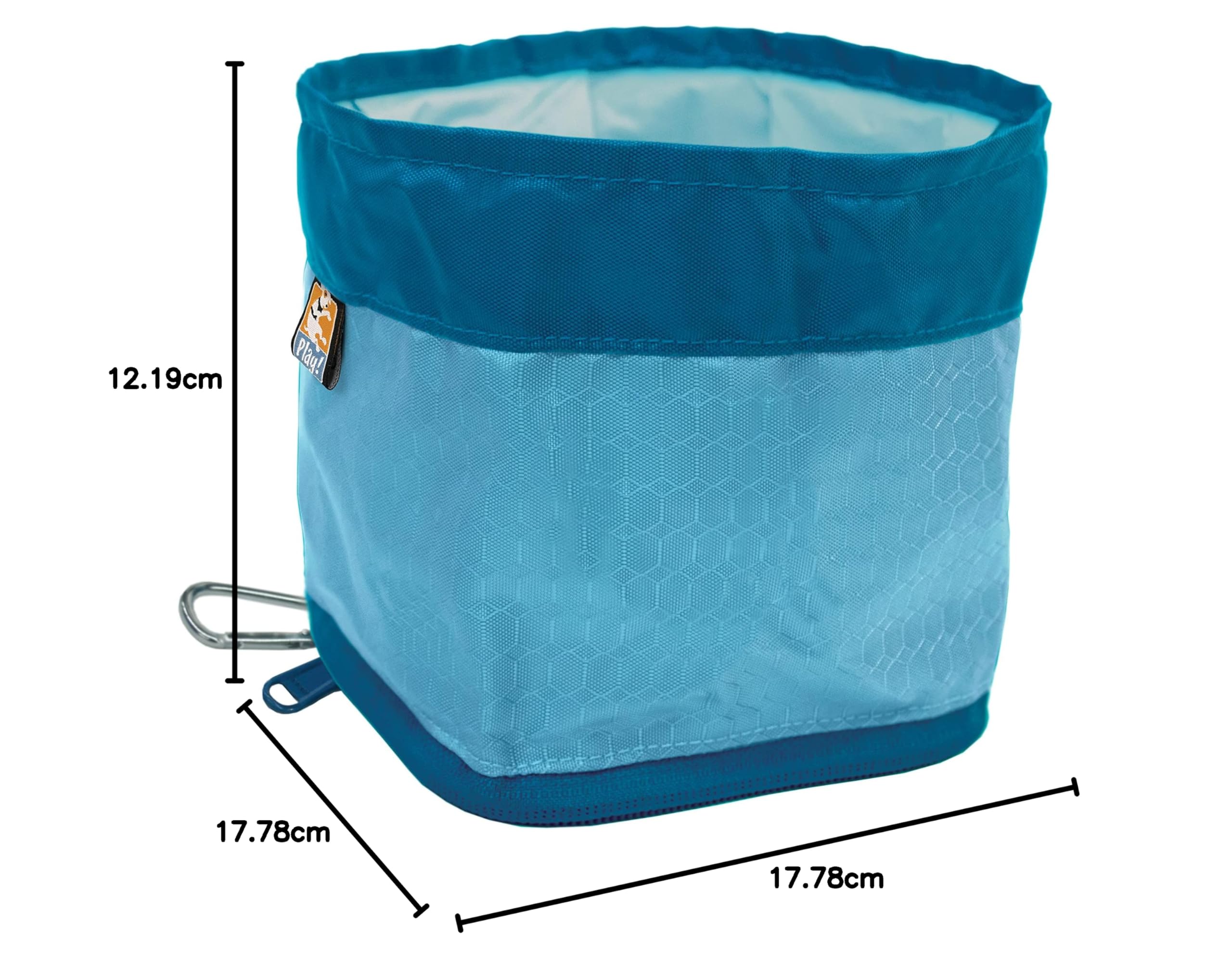 Kurgo Zippy Bowl, składana miska podróżna dla psa na jedzenie i wodę z karabińczykiem, nie zawiera BPA, mieści 1,4 l, niebieska (Coastal Blue)