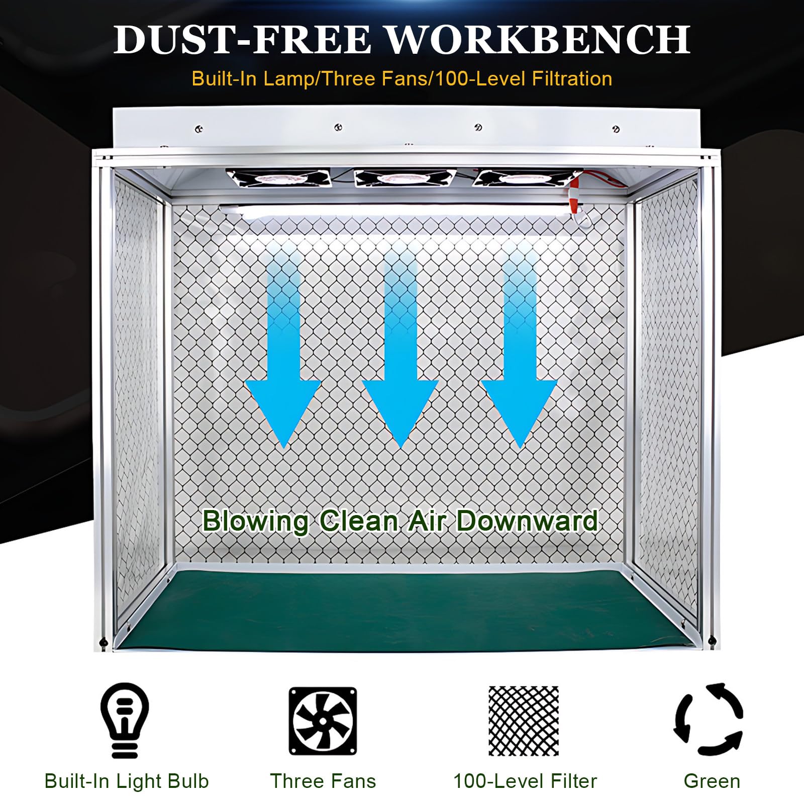 Cabina de Flujo Laminar Profesional & Banco de Aire Limpio, 62x31cm con Filtro HEPA para Trabajos de Precisión en Electrónica y Laboratorios