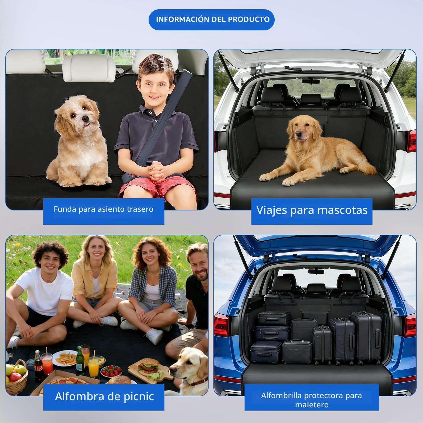 Protector Maletero Coche para Perros con Hebilla Ajustable, Funda, Manta Universal para Maletero para Perros, 185×105 cm