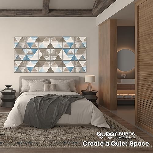 Miniatura 6 de BUBOS Paquete de 18 paneles acústicos artísticos, paneles autoadhesivos de espuma a prueba de sonido, paneles de pared acústicos de 12 x 12 x 0.4