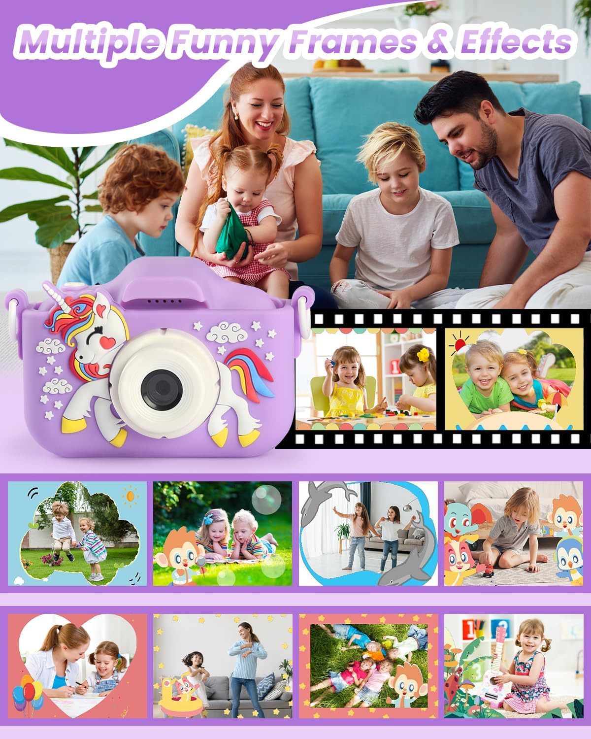 Kids Camera, Digital Camera for Girls 48 MP HD 1080P IPS Screen Dual Selfie Digital Toddler Video Camera Toy for Kids - Image 3