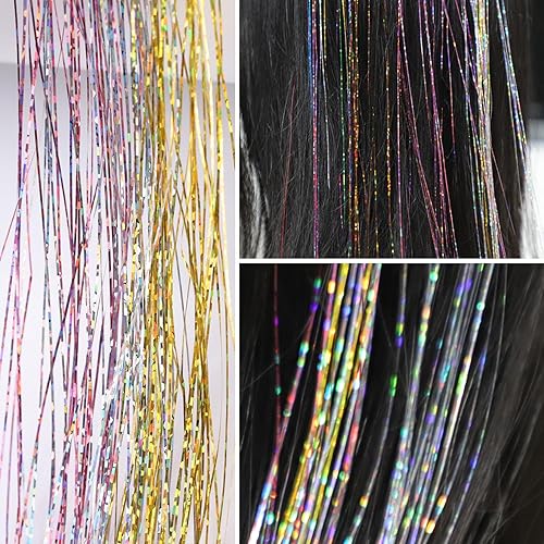 Miniatura 3 de 6 clips de oropel para el cabello, kit de oropel con clip de 19.6 pulgadas, kit de oropel con purpurina, accesorios para fiestas de mujeres,