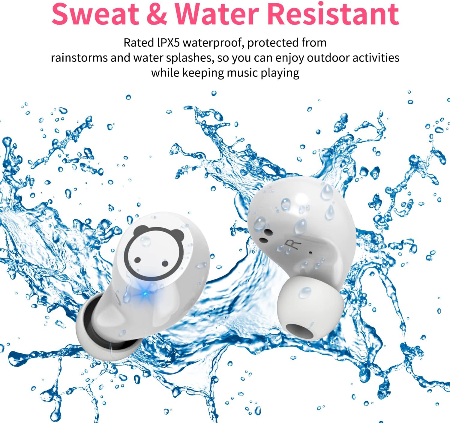 Bluetooth Wireless Earbuds for Kids Small Ears, TWS Bluetooth Headphones, HiFi Stereo Wireless Earphones Sweat-Proof Touch Control Headset with Cartoon Charging Case - Piggy Cat