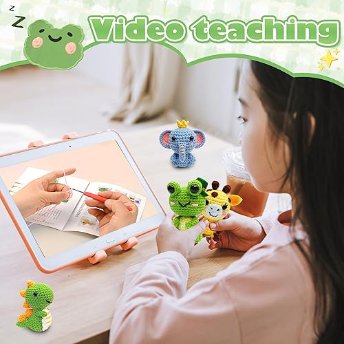 Miniatura 3 de AHDHAJAQ Kit de ganchillo para principiantes, kit de inicio de ganchillo con tutoriales en video paso a paso, kits de aprendizaje para adultos y