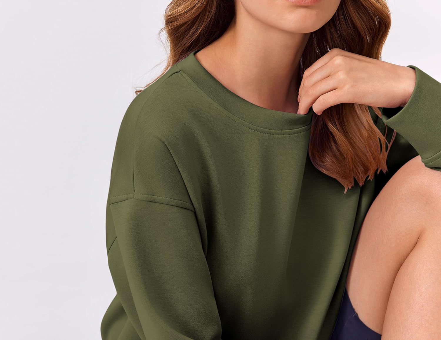 PINSPARK Soft Crewneck Cropped Sweatshirt for Women Long Sleeve Relaxed Lightweight Basic Crop Tops 2025 - Image 4