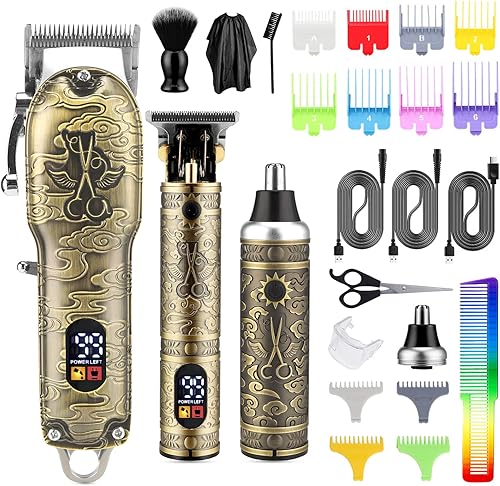 Soonsell Juego de cortapelos para hombre recortadora de pelo de nariz corte de cuchilla en T recortadora de barbero inalámbrica profesional para