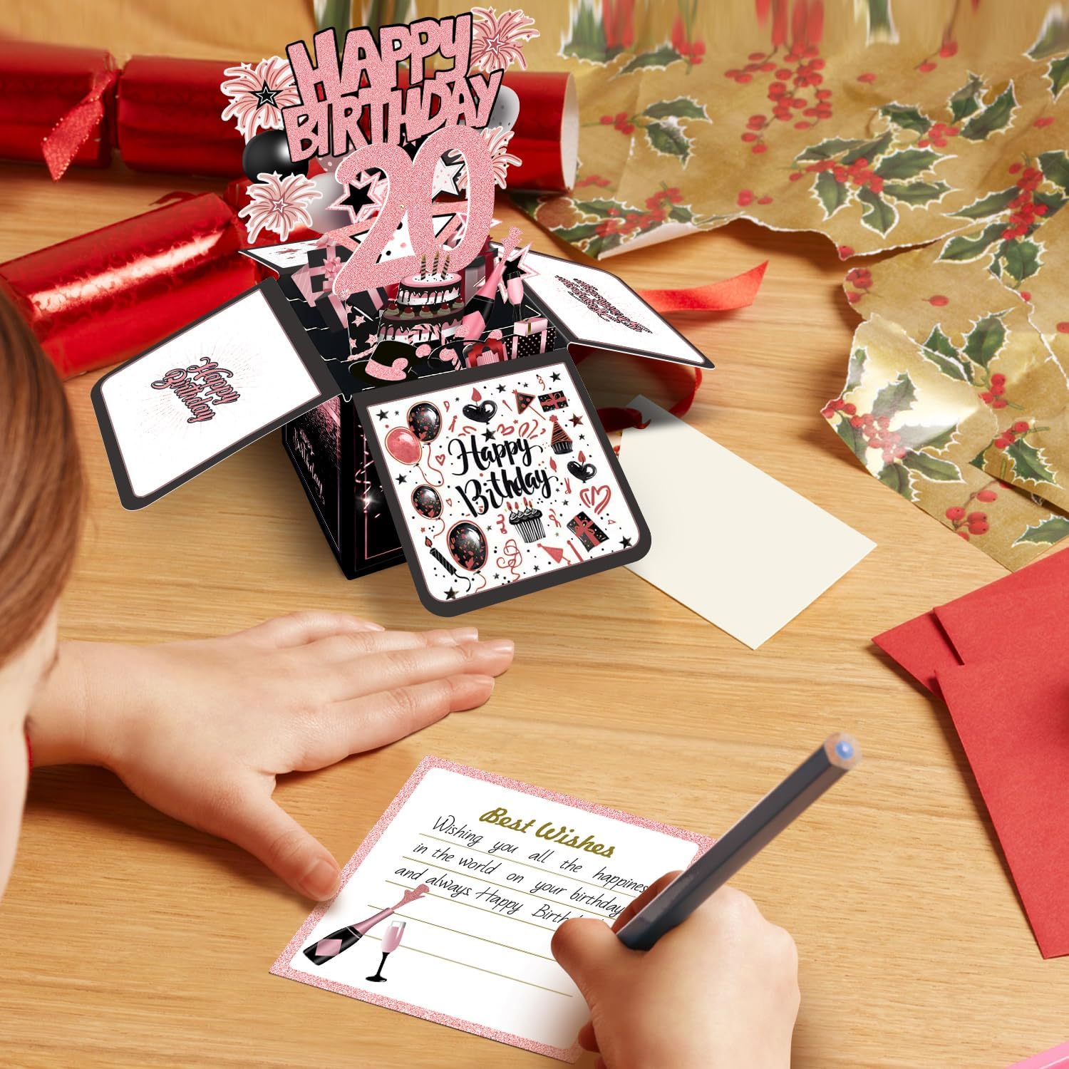 Joycard 20th Birthday Card, 20th Birthday Decorations for Her, Happy Birthday 3D Cards for 20 Year Old Daughter, Birthday Gift Box for Granddaughter - Image 3