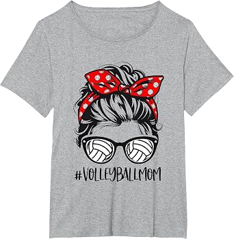 Volleyball Mom Volleyball Lover Mothers Day Messy Bun T-Shirt
