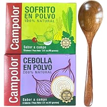 Campolor Set de Sofrito en Polvo, Cebolla en Polvo 2 Pack with Stirring Wooden Spoon