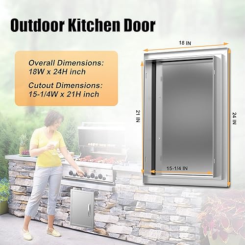 Miniatura 8 de Puertas de cocina al aire libre de 26 pulgadas de ancho x 24 pulgadas de alto, puertas de acceso dobles para barbacoa, puertas de acero inoxidable