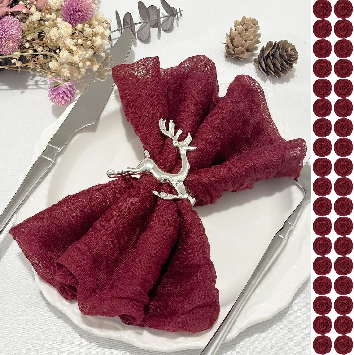 36Pack Royal Blue Cheesecloth Napkins 20"x20" Dinner Cloth Napkins Bulk