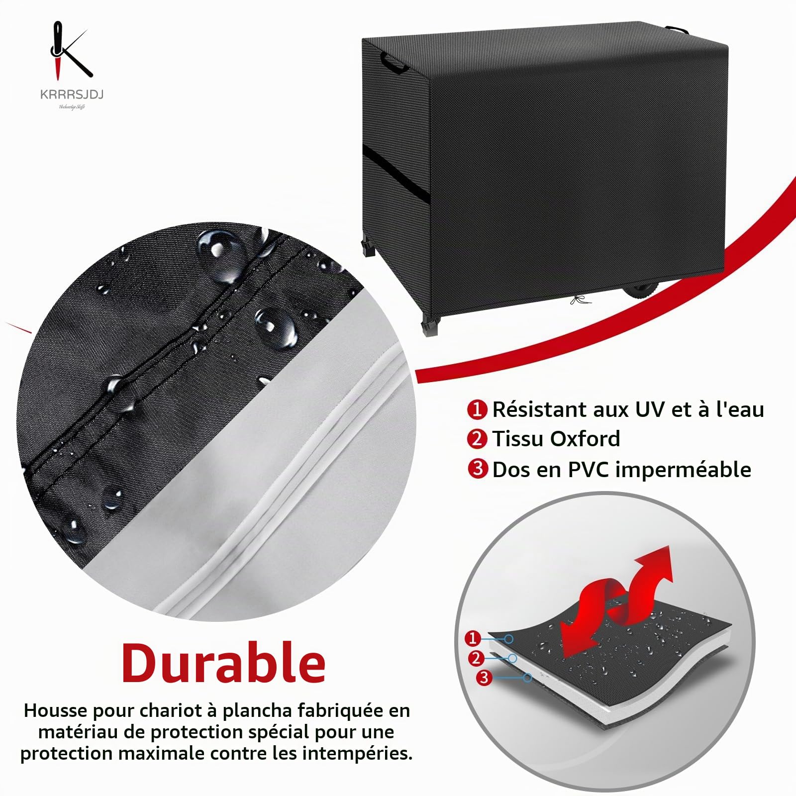 Housse Protection Chariot Plancha Imperméables,Dimension 100x60x90cm,Bache pour Chariot Plancha Coupe Vent,Couverture Chariot Plancha avec Cordon et Poignée,Tissu Oxford 420D (100 * 60 * 90cm,Noir)